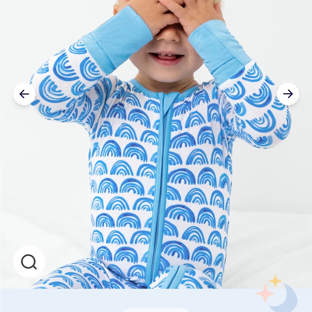 Little Sleepies Blue and White Rainbow Print Zipper Pajamas